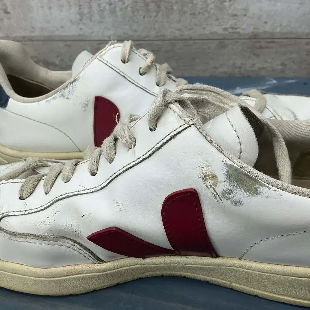 Veja V-12 Extra White Marsala Nautico Leather Sneakers Men’s US 10